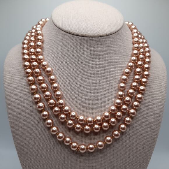 Vintage Faux Pearl Long Necklace, No Clasp, 58 Inches, Hand-knotted - Picture 10 of 11